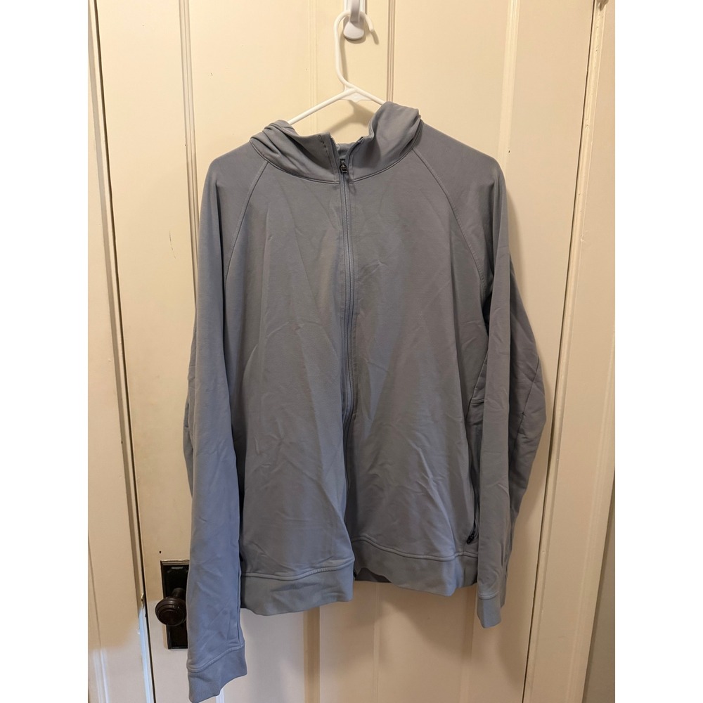 Lululemon Mens City Sweat Full Zip Hoodie Light Blue Gray XXL